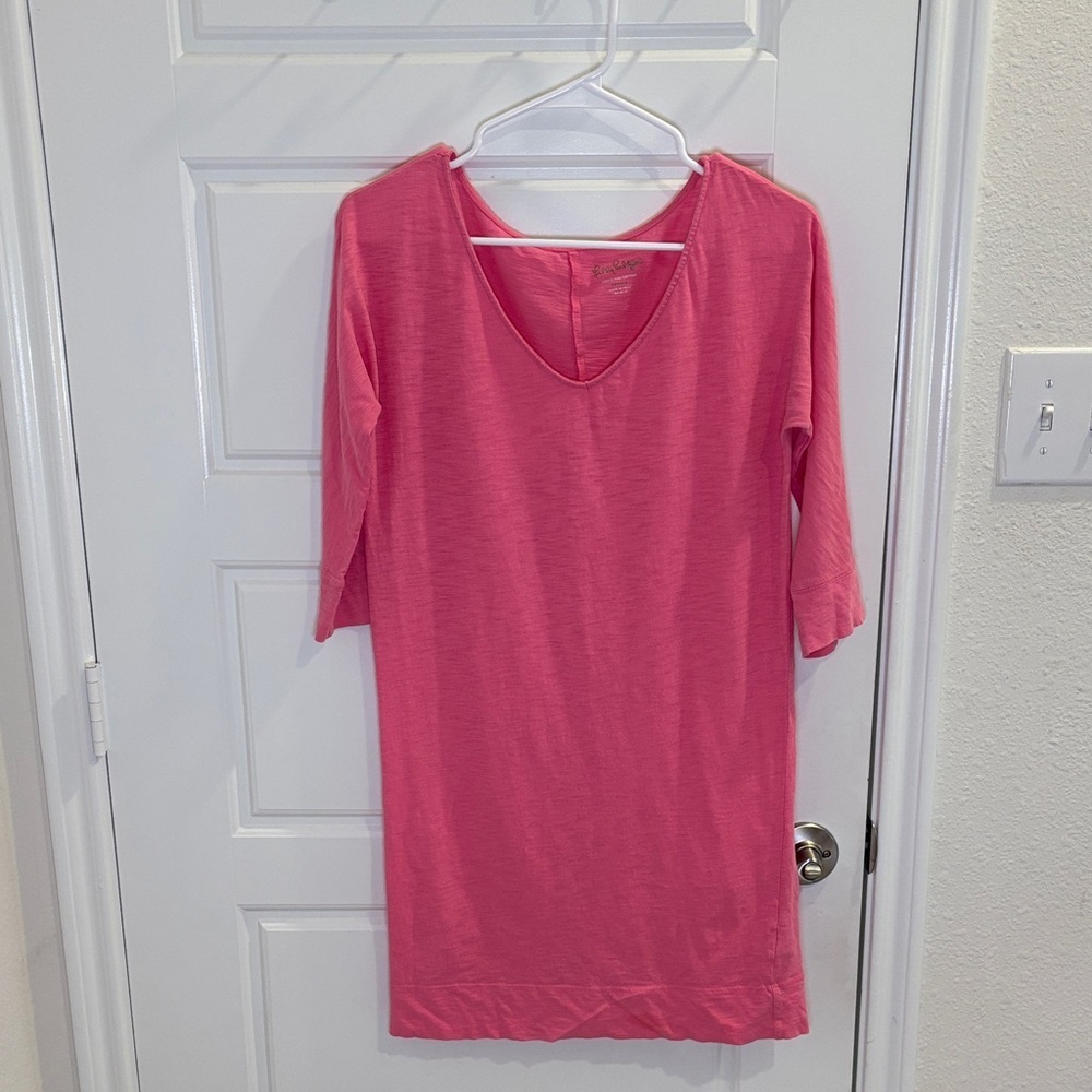 Lilly Pulitzer Pink Pima Cotton V Neck Tunic Top XS